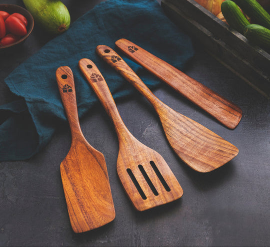 Wooden Spatula for Cooking Set of 4