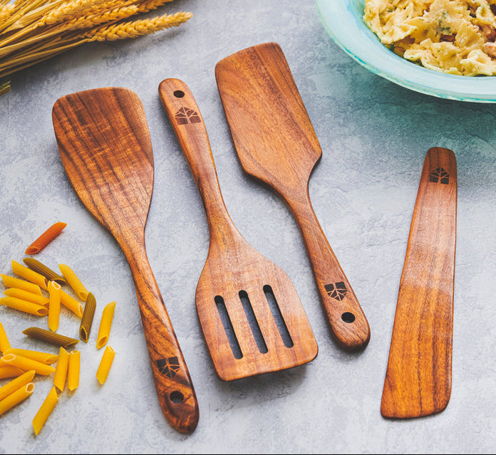 Wooden Spatula for Cooking Set of 4