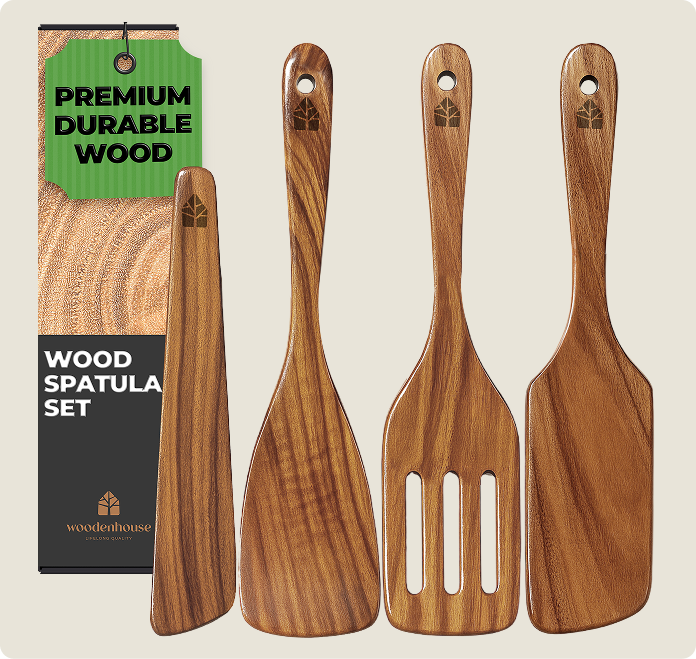 Wooden Spatula for Cooking Set of 4