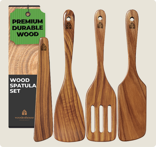 Wooden Spatula for Cooking Set of 4