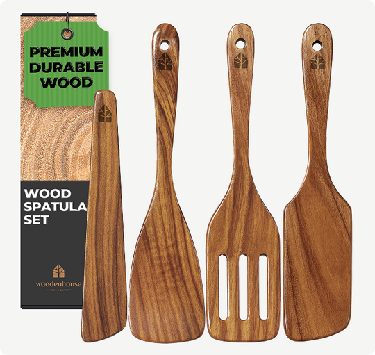 Wooden Spatula for Cooking Set of 4