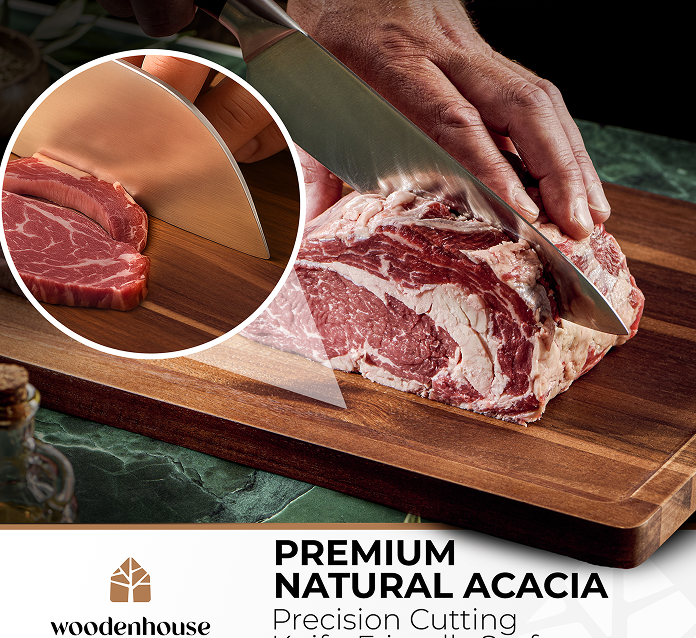 Acacia Wood Cutting Board Set of 3 with Holder