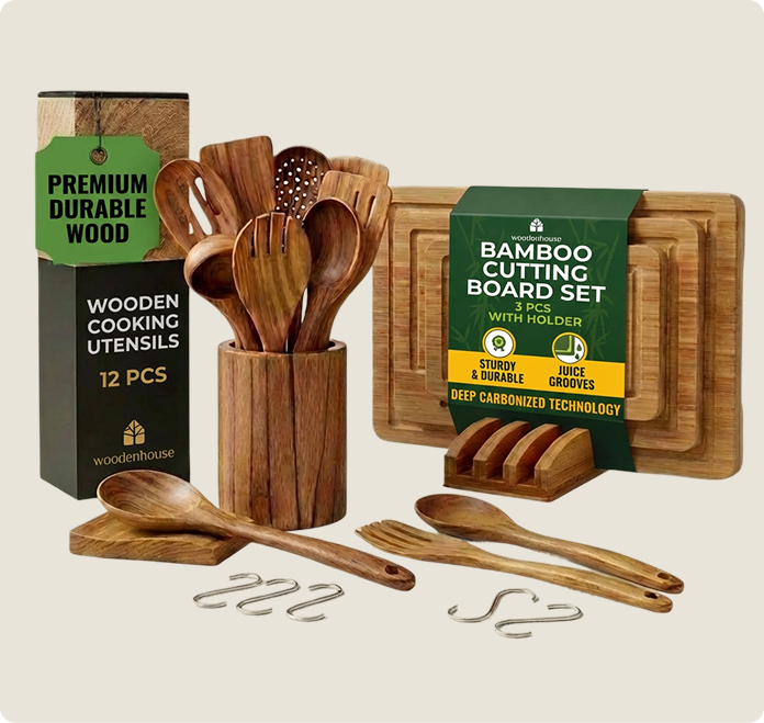 10-Piece Spoon & 3 Cutting Boards Set