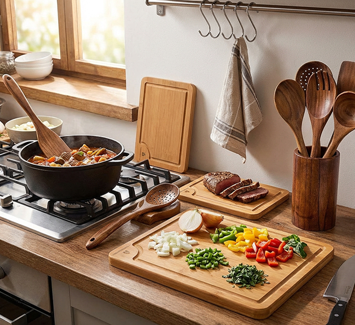 Woodenhouse 8-Piece Utensil & 3 Cutting Boards Set
