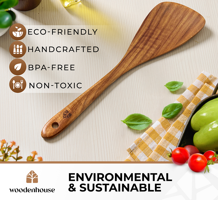 Wooden Spatula — 12” Acacia Flat Turner