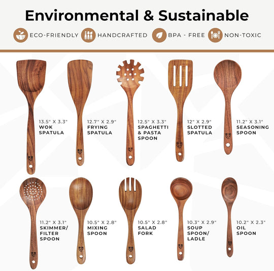 Wooden Spoons 10 Piece Set