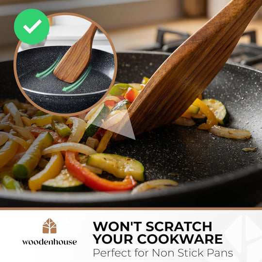 Wooden Spoons for Cooking 13 Pcs with Whisk, and Tongs