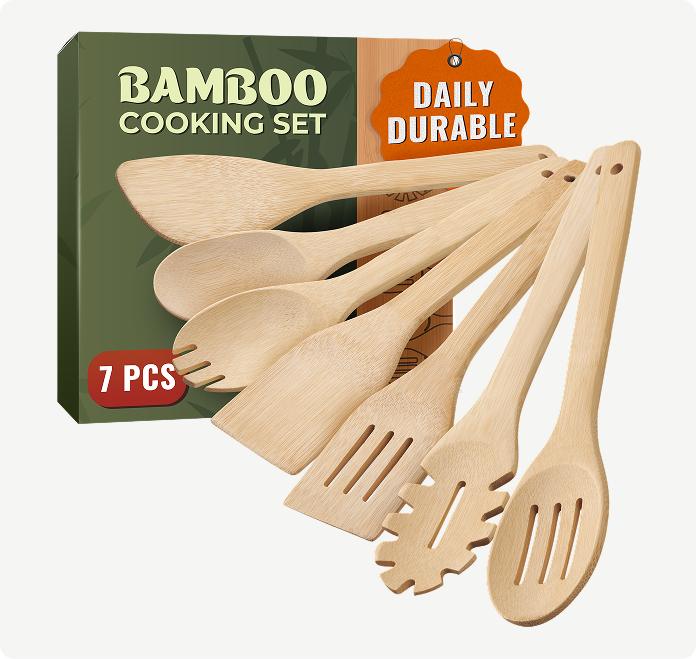 Bamboo Cooking Utensils – 7 PCs