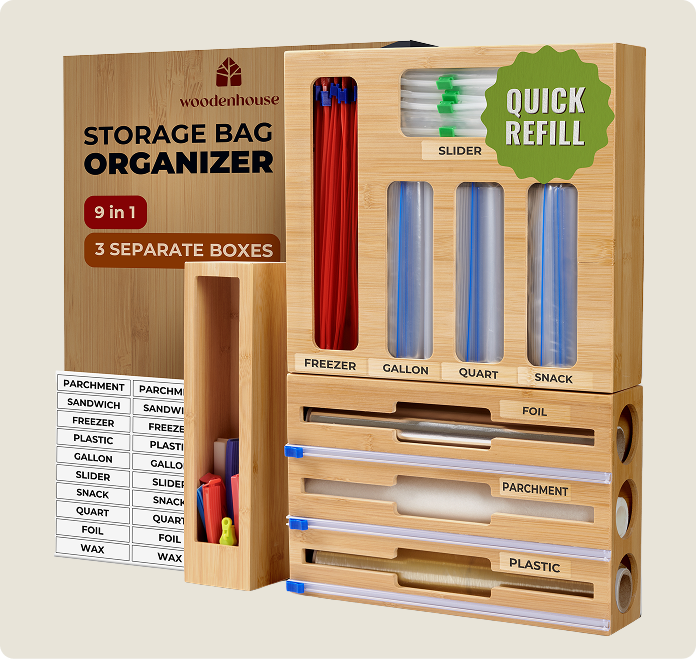 Bamboo Storage Bag Organizer, 9 in 1