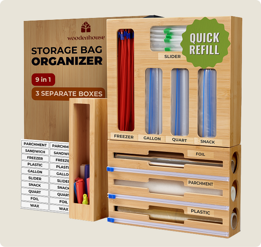 Bamboo Storage Bag Organizer, 9 in 1