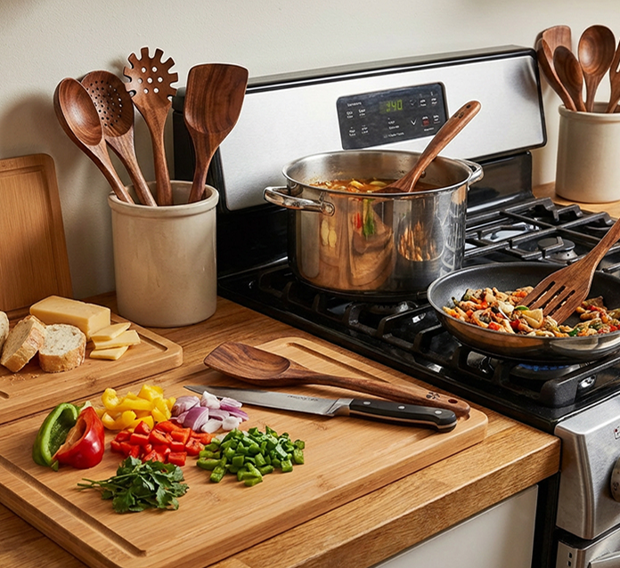 Woodenhouse 10-Piece Spoon & 3 Cutting Boards Set