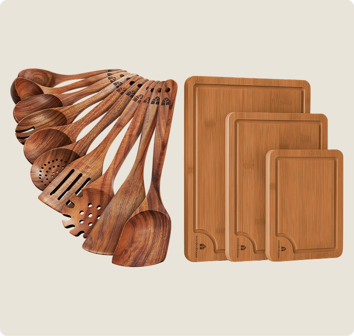 10-Piece Spoon & 3 Cutting Boards Set