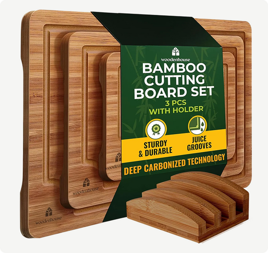 Wooden Cutting Board Set with Holder