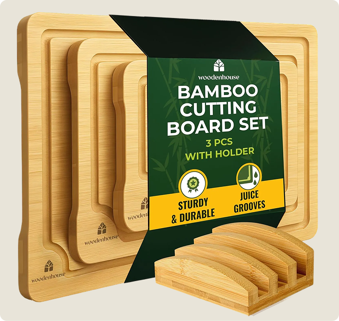 Wooden Cutting Board Set with Holder