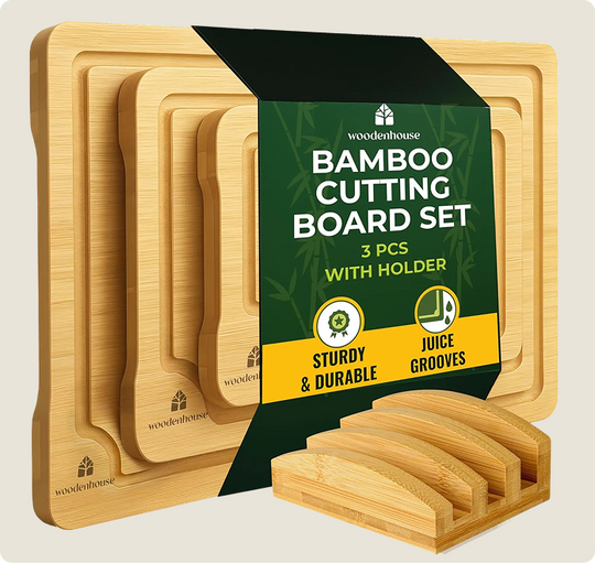 Wooden Cutting Board Set with Holder