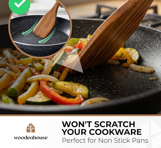 Wooden spatula 6-piece set with jar spatula, and spoonula