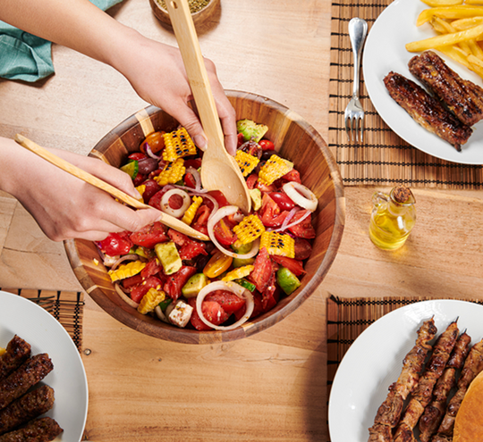 Wooden Salad Bowls - Wavy