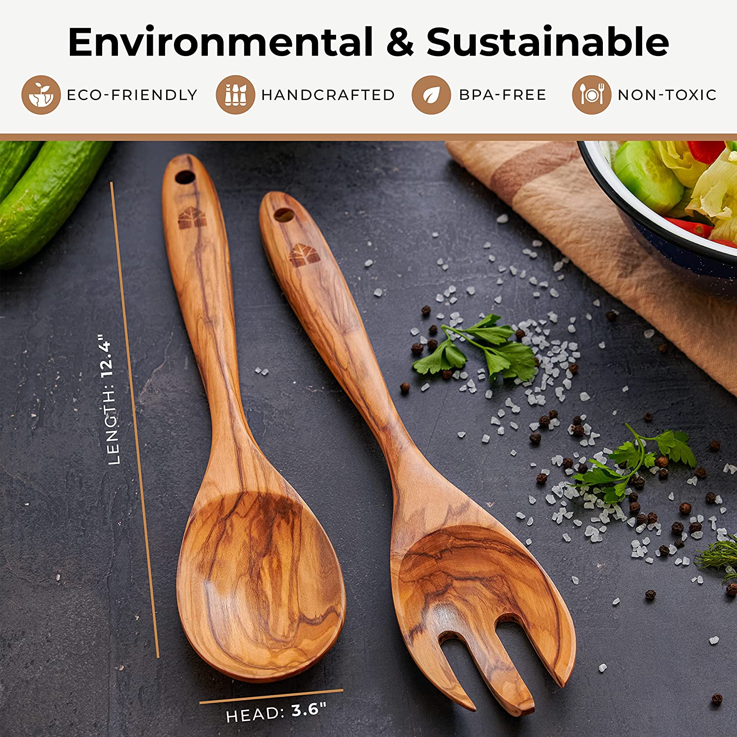 Lieonvis 6 Pcs Wooden Spoons for Cooking,Smooth Finish Teak Wooden Utensils  for Cooking.Soft Comfortable Grip Wood Spoons,Non-Stick Wooden Cooking  Utensils 